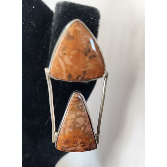 Earrings Moonkaite Jasper Post Silver Drop 10 gr Jerry & Fran Harr Handmade - Picture 13 of 13